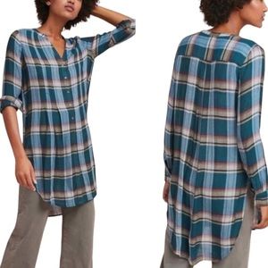 Anthropologie Akemi + Kin Lucie Green Plaid Tunic Top Dress - S